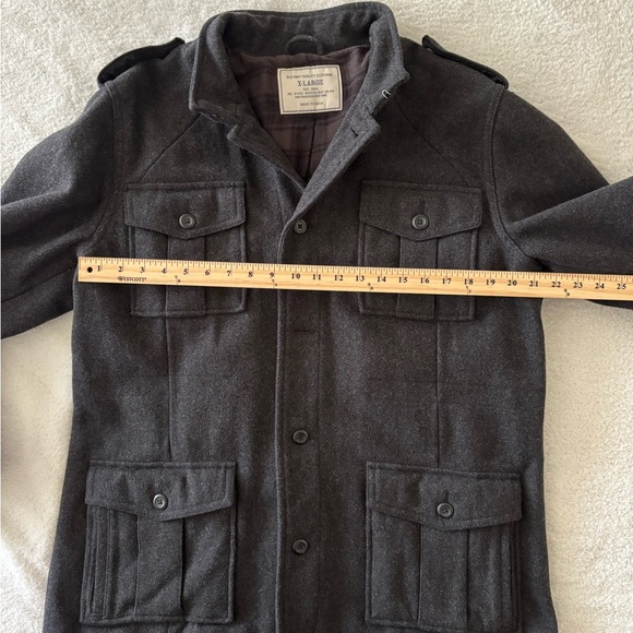 Old Navy Men’s Charcoal Wool Blend Coat Size XL - Picture 6 of 10